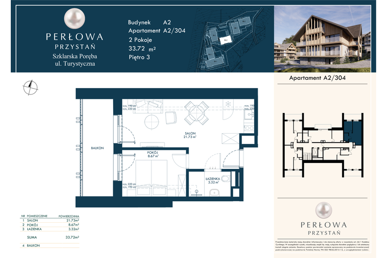 Apartament wakacyjny 33,72 m², piętro 3, oferta nr 304