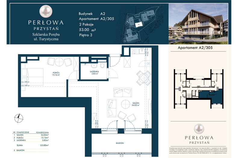 Apartament wakacyjny 53,00 m², piętro 3, oferta nr 305