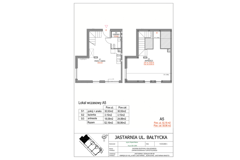 Apartament wakacyjny 52,16 m², piętro 1, oferta nr A5