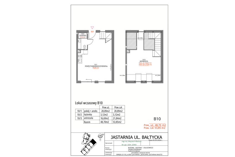 Apartament wakacyjny 48,70 m², piętro 1, oferta nr B10