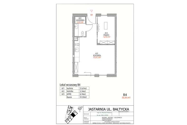 Apartament wakacyjny 31,55 m², parter, oferta nr B4