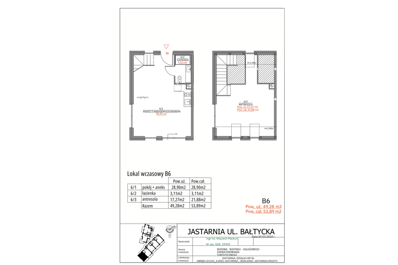 Apartament wakacyjny 49,28 m², piętro 1, oferta nr B6