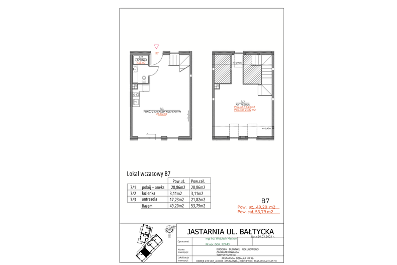 Apartament wakacyjny 49,20 m², piętro 1, oferta nr B7