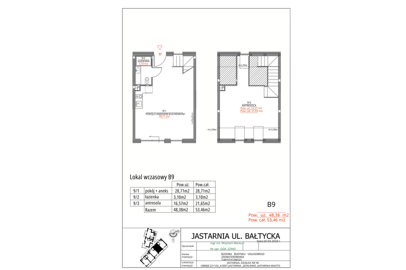 Apartament wakacyjny 48,38 m², piętro 1, oferta nr B9