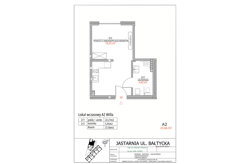 Apartament wakacyjny 27,66 m², parter, oferta nr A2 Willa