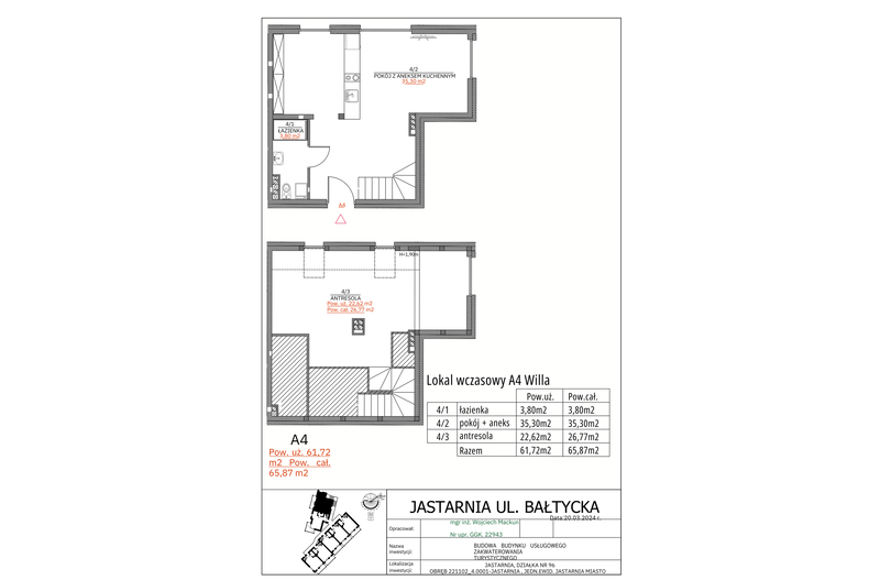 Apartament wakacyjny 61,72 m², piętro 1, oferta nr A4 Willa