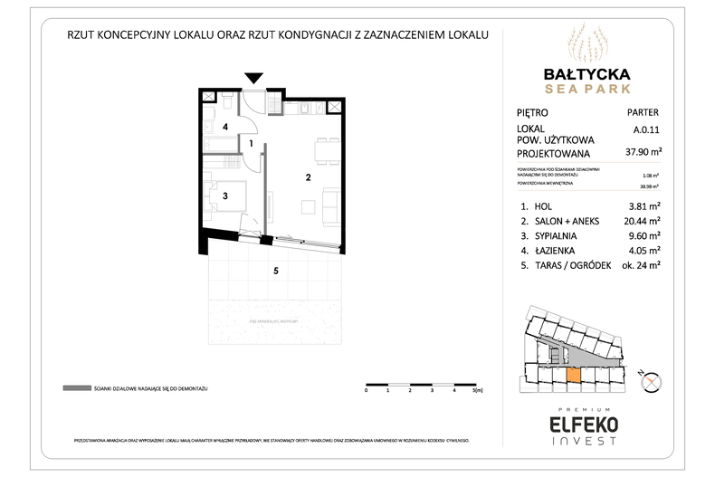 Apartament wakacyjny 37,90 m², parter, oferta nr A.0.11