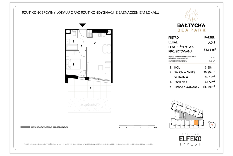 Apartament wakacyjny 38,31 m², parter, oferta nr A.0.9