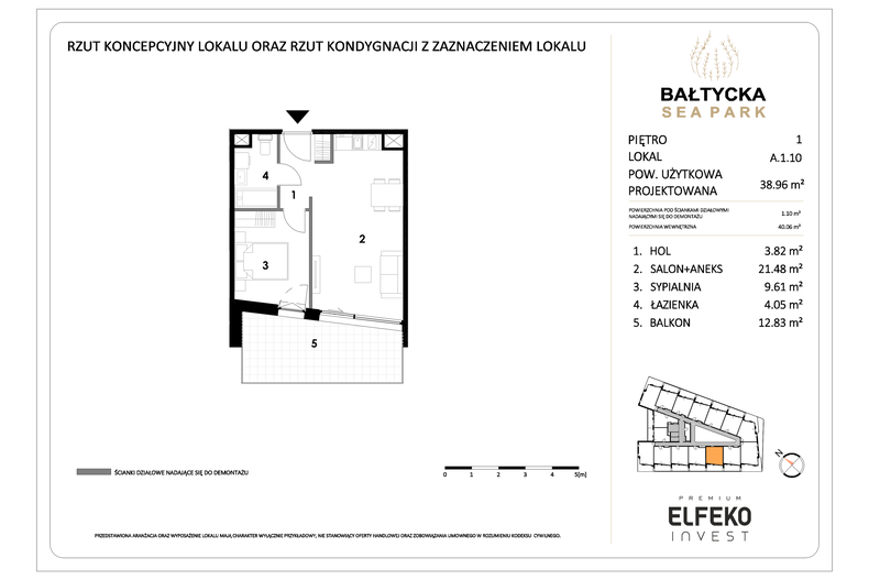 Apartament wakacyjny 38,96 m², piętro 1, oferta nr A.1.10