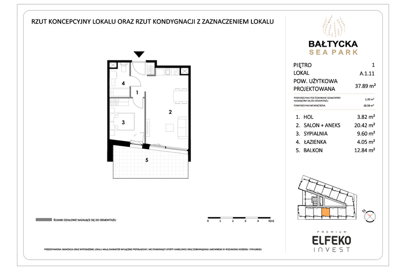 Apartament wakacyjny 37,89 m², piętro 1, oferta nr A.1.11