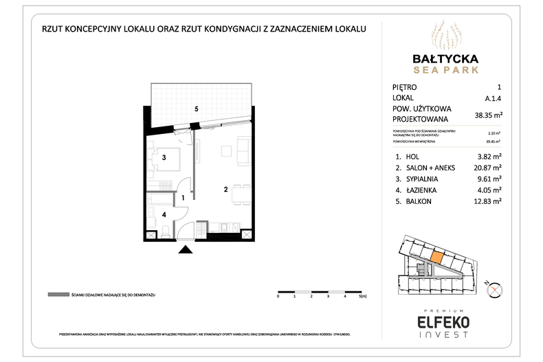 Apartament wakacyjny 38,35 m², piętro 1, oferta nr A.1.4