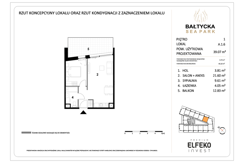 Apartament wakacyjny 39,07 m², piętro 1, oferta nr A.1.6