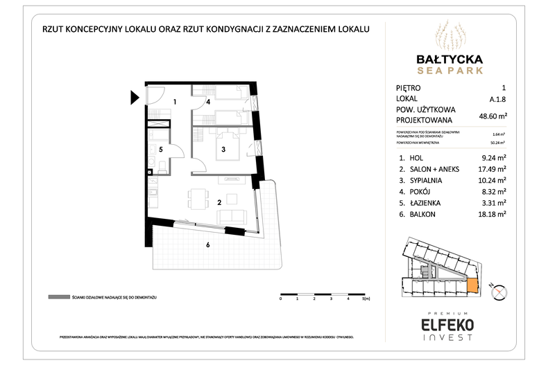 Apartament wakacyjny 48,60 m², piętro 1, oferta nr A.1.8