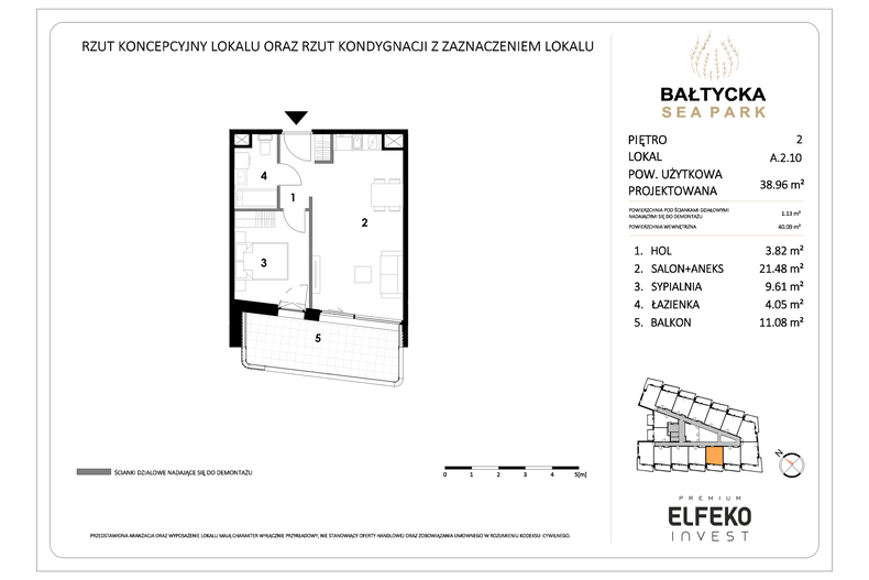 Apartament wakacyjny 38,96 m², piętro 2, oferta nr A.2.10