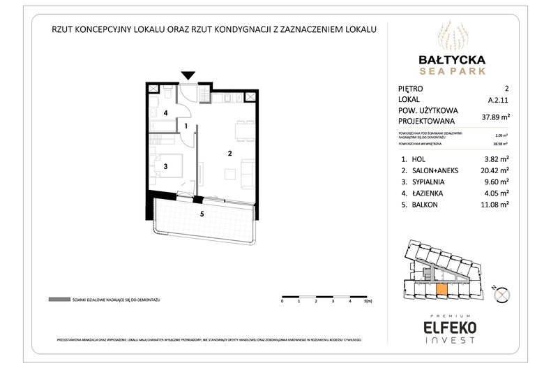 Apartament wakacyjny 37,89 m², piętro 2, oferta nr A.2.11