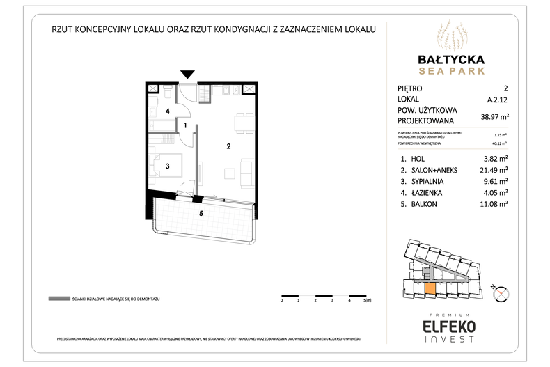 Apartament wakacyjny 38,97 m², piętro 2, oferta nr A.2.12