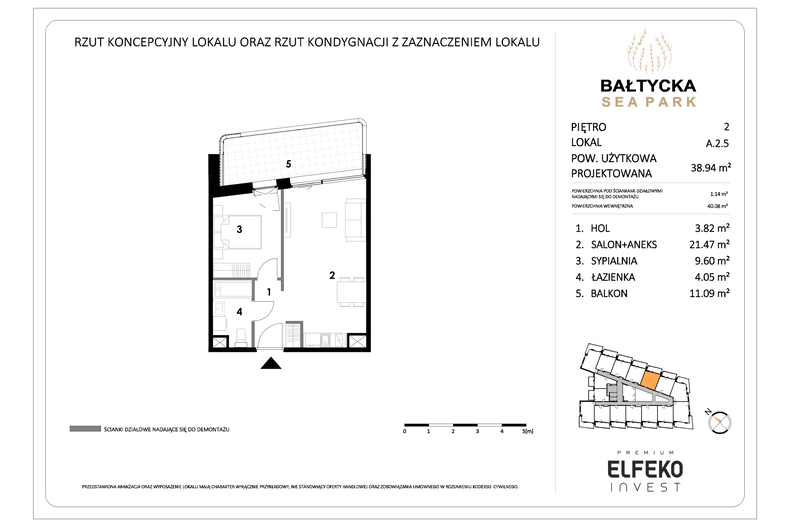 Apartament wakacyjny 38,94 m², piętro 2, oferta nr A.2.5