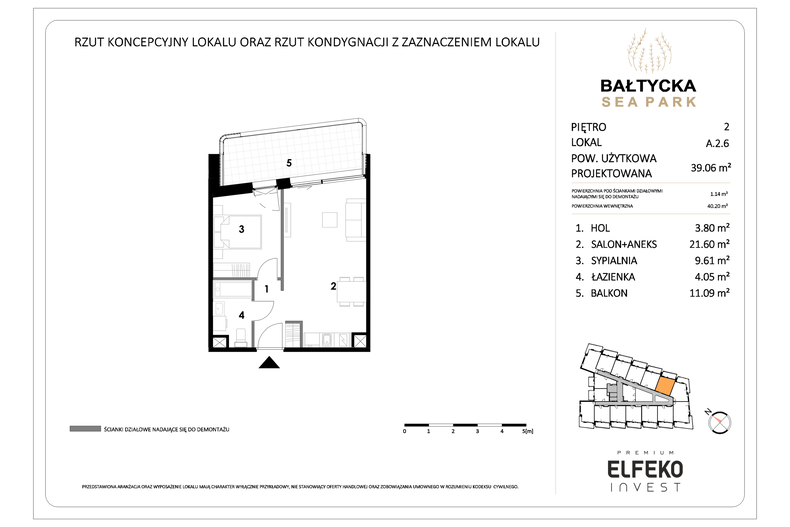 Apartament wakacyjny 39,06 m², piętro 2, oferta nr A.2.6