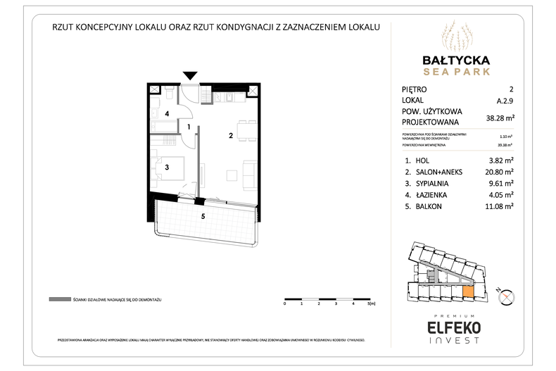 Apartament wakacyjny 38,28 m², piętro 2, oferta nr A.2.9