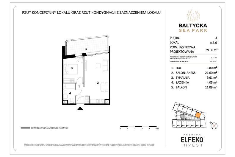 Apartament wakacyjny 39,06 m², piętro 3, oferta nr A.3.6