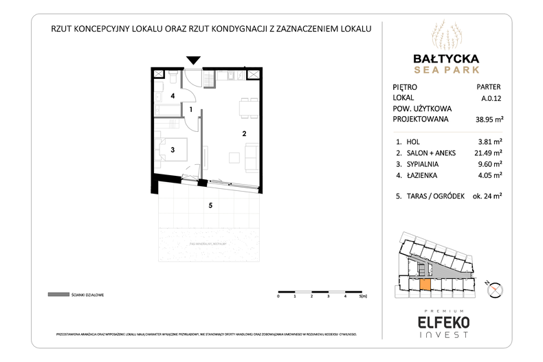 Apartament wakacyjny 38,95 m², parter, oferta nr A.0.12