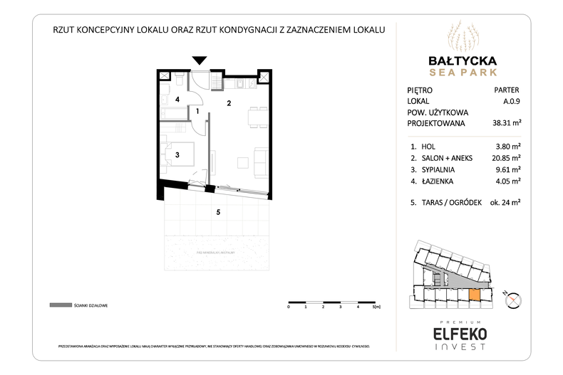 Apartament wakacyjny 38,31 m², parter, oferta nr A.0.9