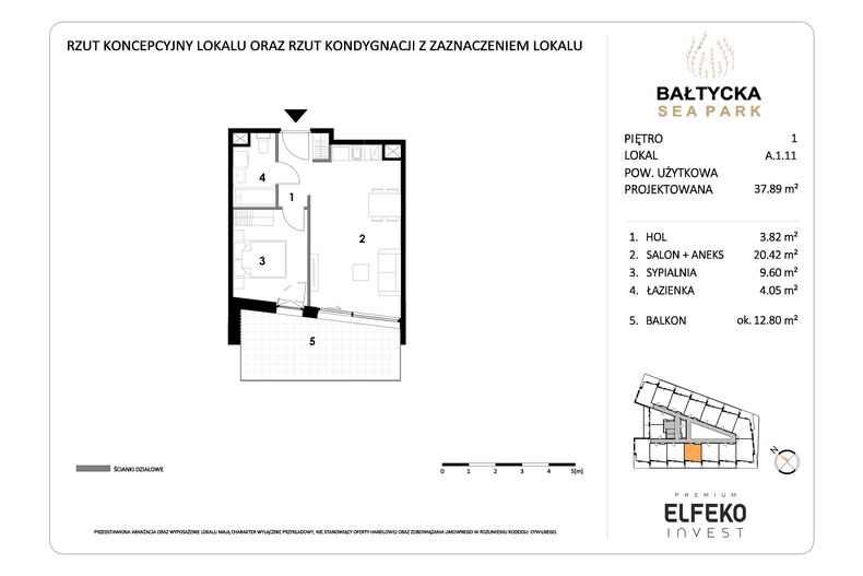 Apartament wakacyjny 37,89 m², piętro 1, oferta nr A.1.11