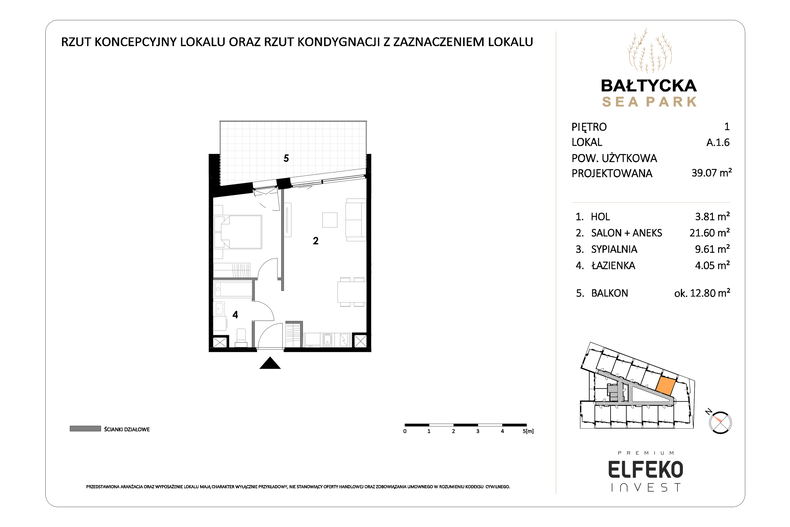 Apartament wakacyjny 39,07 m², piętro 1, oferta nr A.1.6