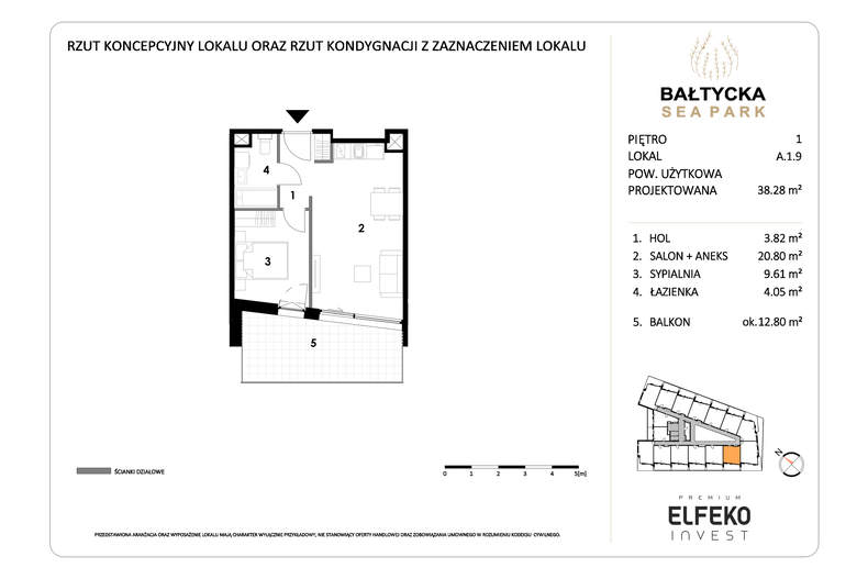 Apartament wakacyjny 38,28 m², piętro 1, oferta nr A.1.9
