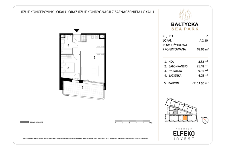 Apartament wakacyjny 38,96 m², piętro 2, oferta nr A.2.10
