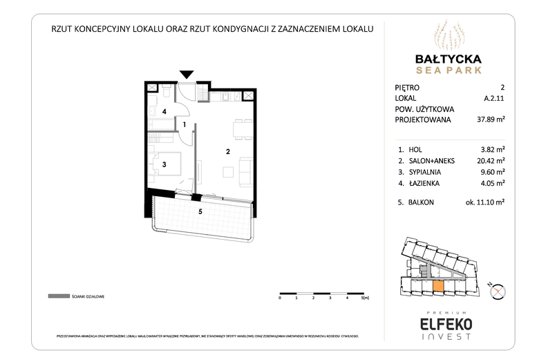 Apartament wakacyjny 37,89 m², piętro 2, oferta nr A.2.11