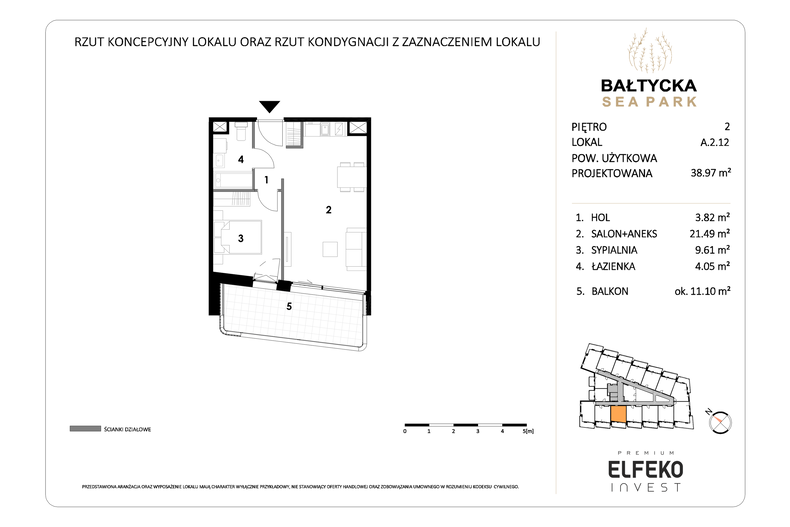 Apartament wakacyjny 38,97 m², piętro 2, oferta nr A.2.12