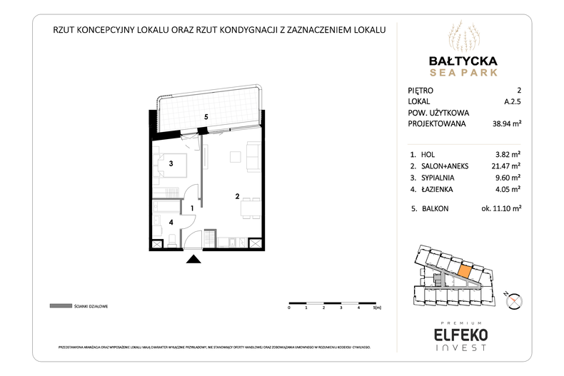 Apartament wakacyjny 38,94 m², piętro 2, oferta nr A.2.5