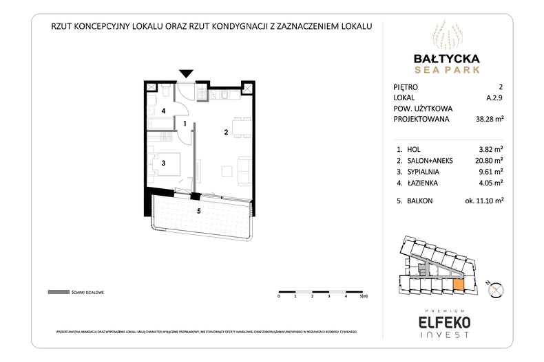 Apartament wakacyjny 38,28 m², piętro 2, oferta nr A.2.9