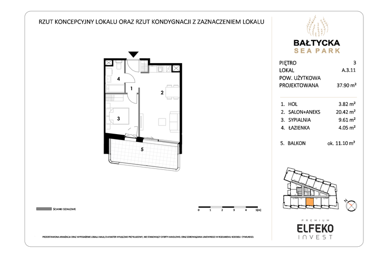 Apartament wakacyjny 37,90 m², piętro 3, oferta nr A.3.11