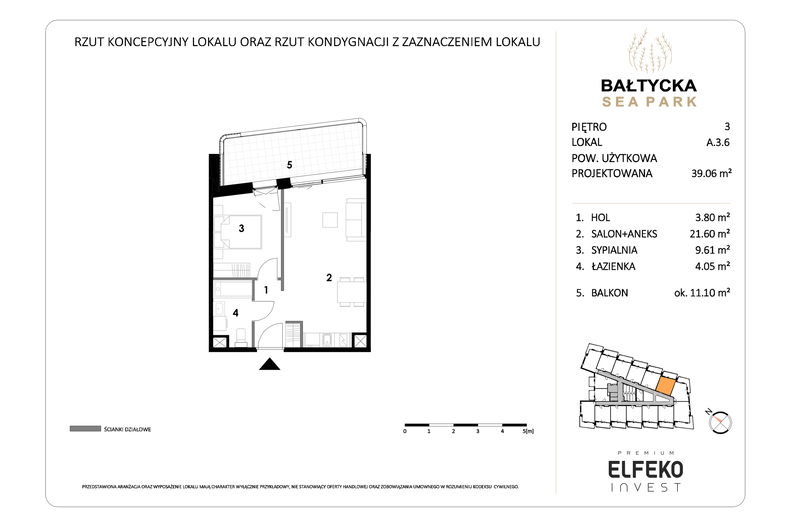 Apartament wakacyjny 39,06 m², piętro 3, oferta nr A.3.6