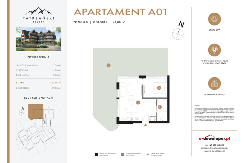 Apartament wakacyjny 42,00 m², parter, oferta nr A01