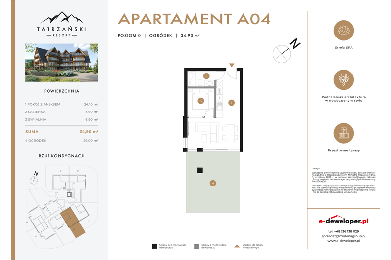 Apartament wakacyjny 34,90 m², parter, oferta nr A04