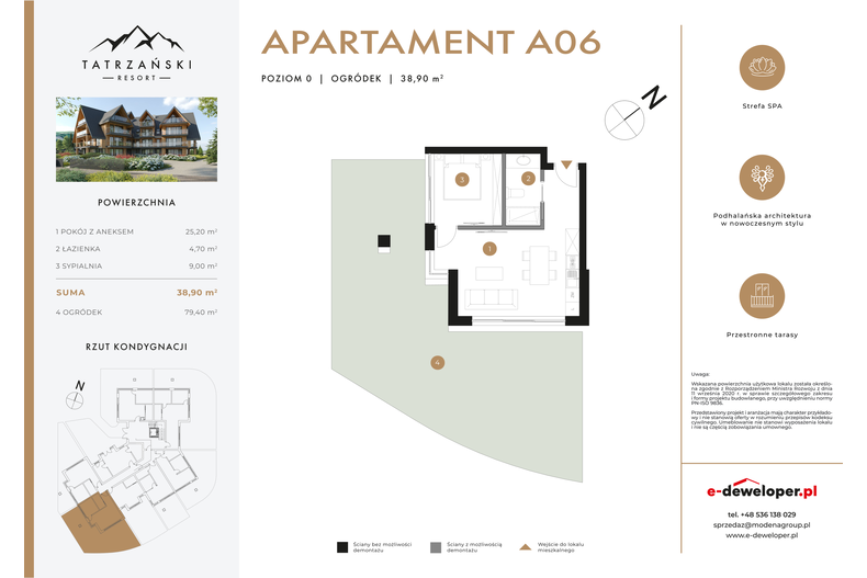 Apartament wakacyjny 38,90 m², parter, oferta nr A06