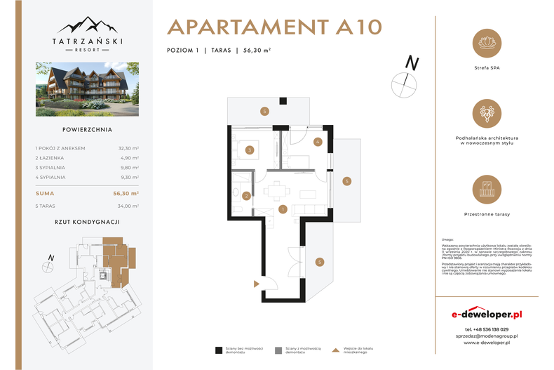 Apartament wakacyjny 56,30 m², piętro 1, oferta nr A10