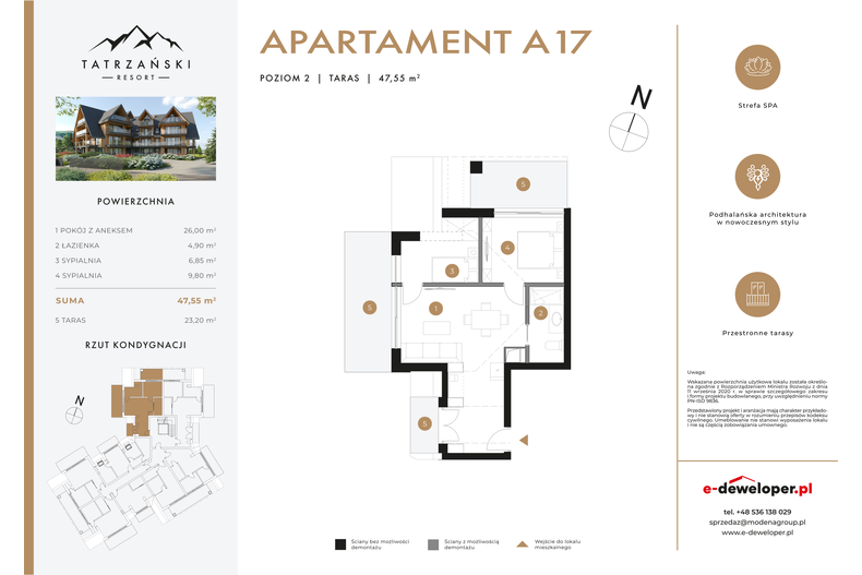 Apartament wakacyjny 47,55 m², piętro 2, oferta nr A17