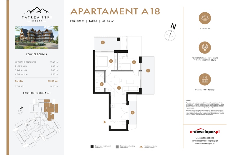 Apartament wakacyjny 53,05 m², piętro 2, oferta nr A18