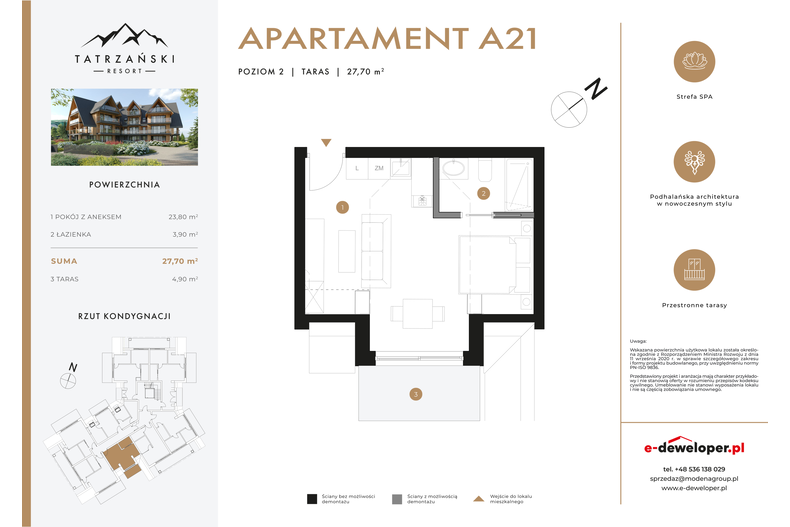 Apartament wakacyjny 27,70 m², piętro 2, oferta nr A21