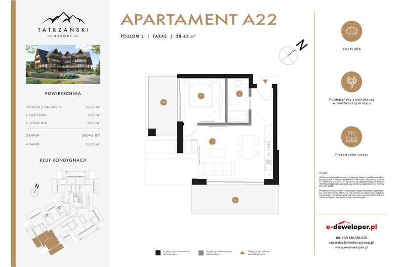 Apartament wakacyjny 38,45 m², piętro 2, oferta nr A22