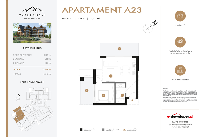 Apartament wakacyjny 37,80 m², piętro 2, oferta nr A23