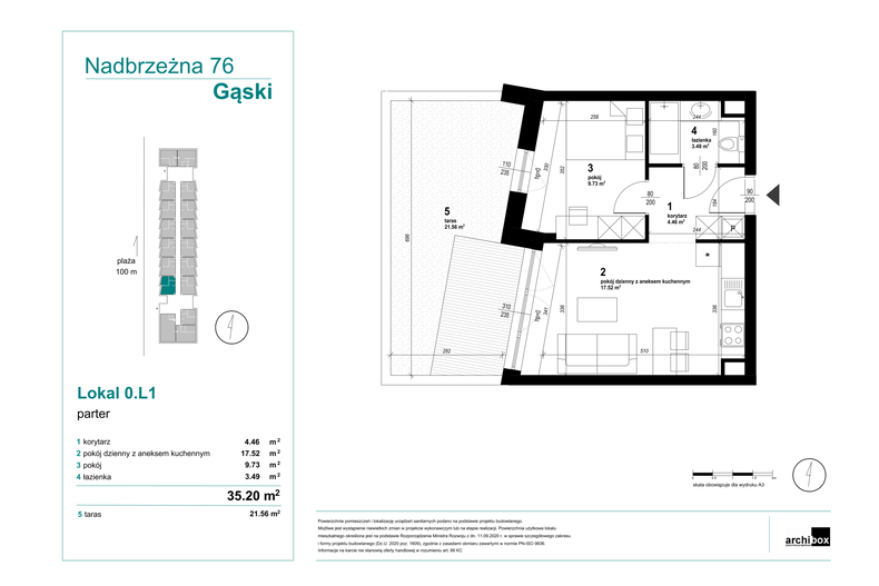 Apartament wakacyjny 35,17 m², parter, oferta nr 0.1.