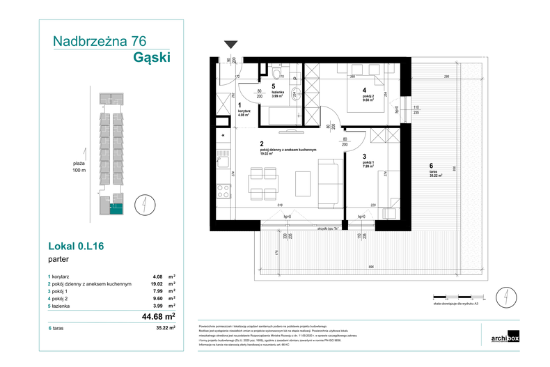 Apartament wakacyjny 45,13 m², parter, oferta nr 0.16.