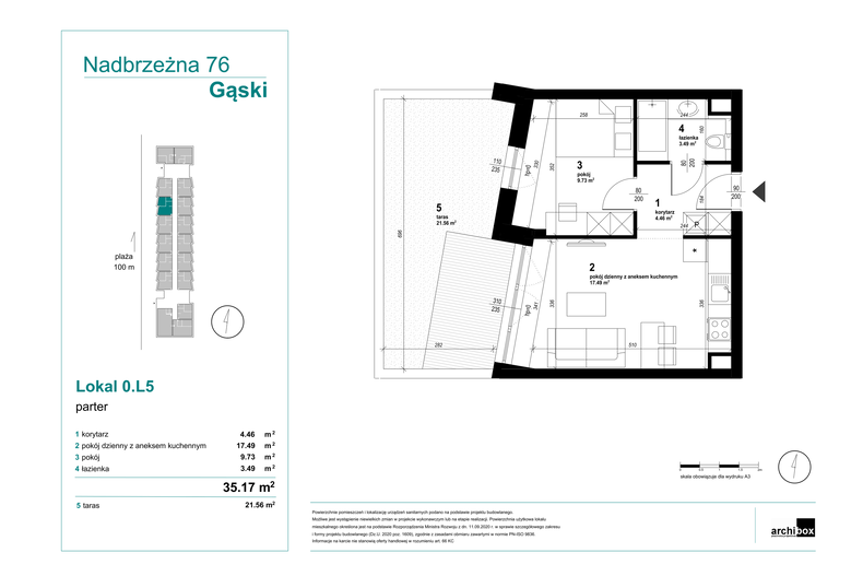 Apartament wakacyjny 35,17 m², parter, oferta nr 0.5.