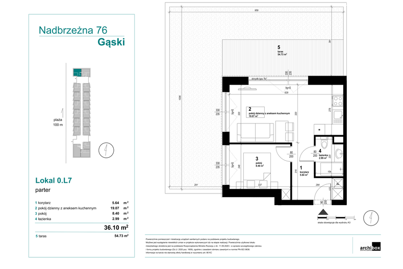 Apartament wakacyjny 35,93 m², parter, oferta nr 0.7.