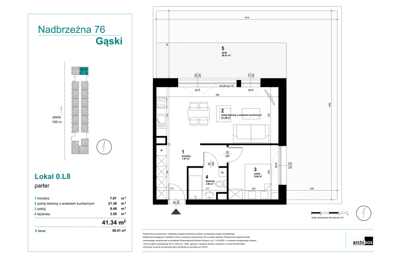 Apartament wakacyjny 41,28 m², parter, oferta nr 0.8.